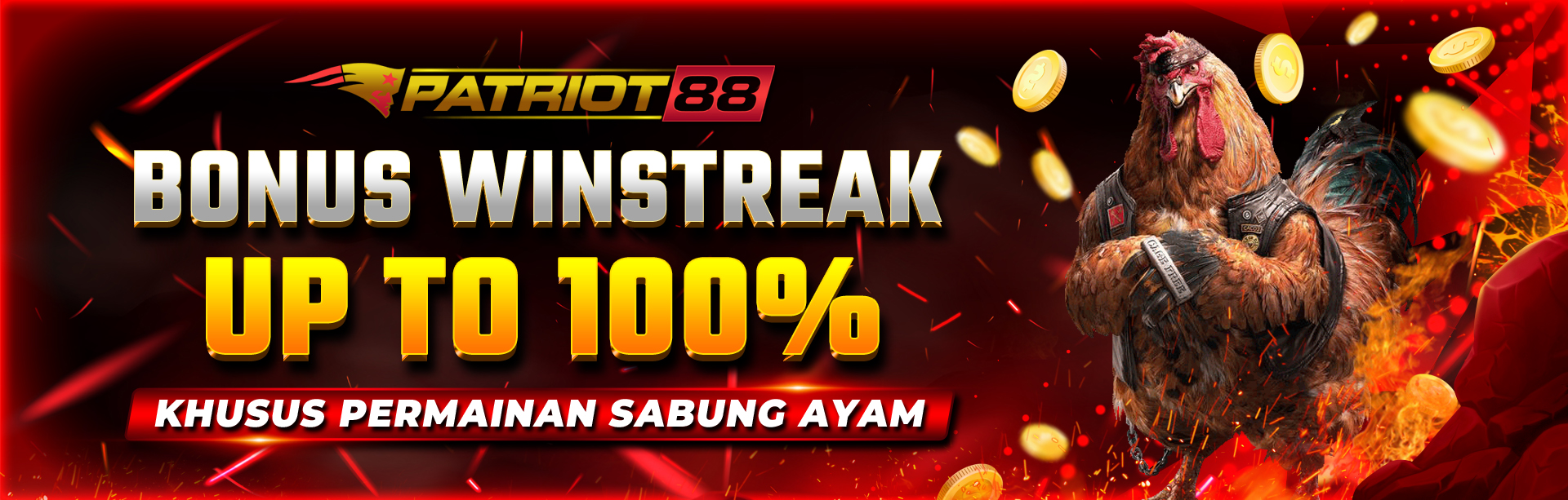 BONUS WINSTRAKE UP TO 100% KHUSUS SABUNG AYAM GAMES DI PATRIOT88