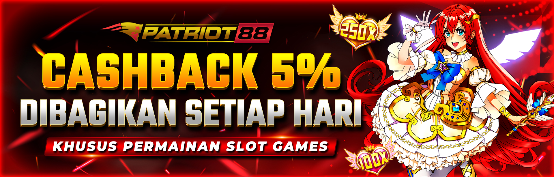 BONUS CASHBACK 5% SLOT GAMES DI PATRIOT88